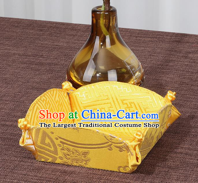 Chinese Traditional Household Accessories Classical Golden Brocade Storage Box Candy Tray