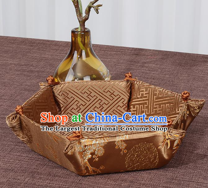 Chinese Traditional Household Accessories Classical Plum Blossom Pattern Bronze Brocade Storage Box Candy Tray