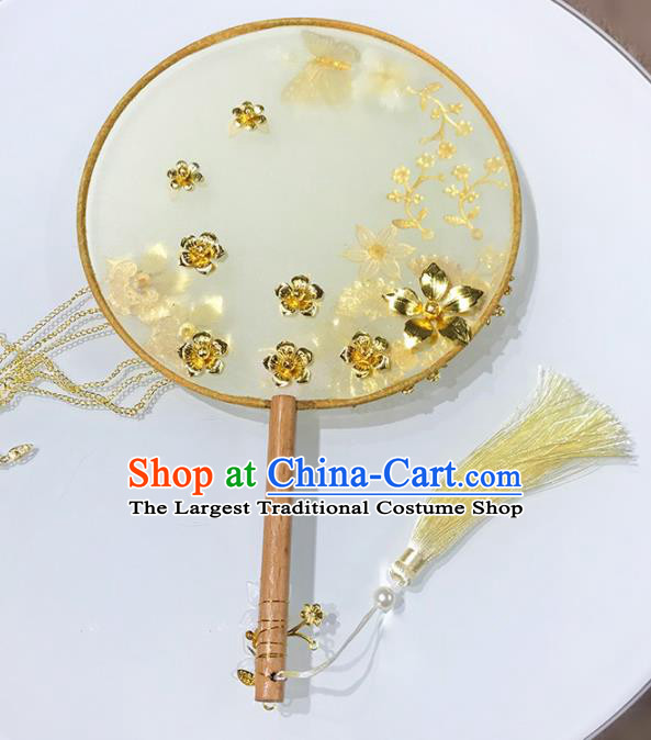 Chinese Traditional Wedding Round Fans Ancient Bride Palace Fans for Women