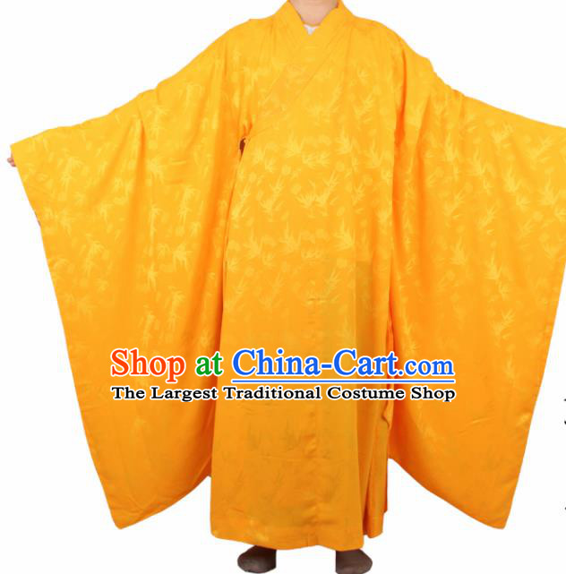 Chinese Traditional Buddhist Yellow Silk Robe Buddhism Dharma Assembly Monks Costumes for Men