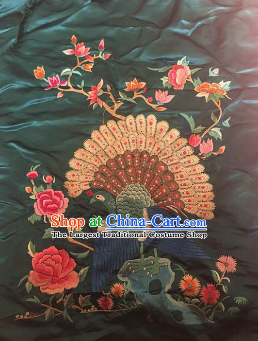 Chinese Traditional Embroidery Craft Embroidered Peacock Peony Patches Handmade Embroidering Accessories