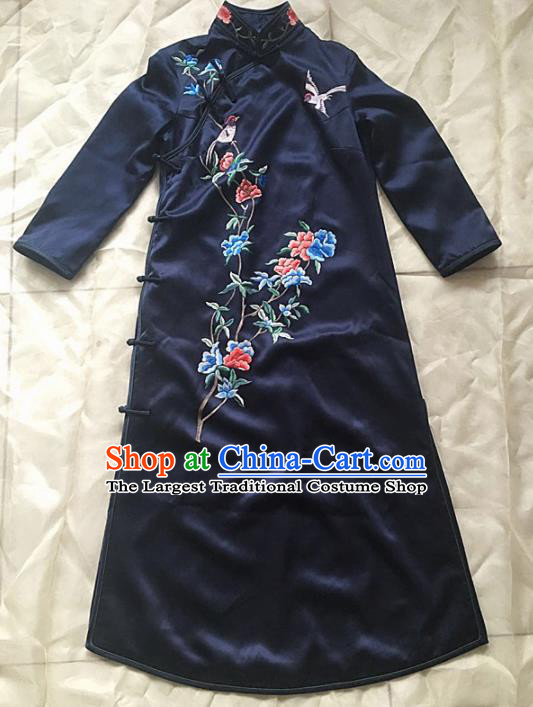 Chinese Traditional Costume Tang Suit Embroidered Qipao Dress National Silk Cheongsam for Women