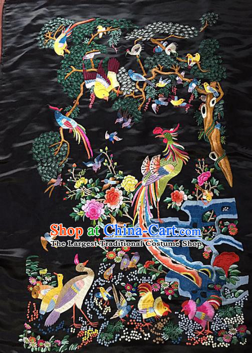 Chinese Traditional Embroidery Craft Embroidered Phoenix Silk Patches Handmade Embroidering Accessories