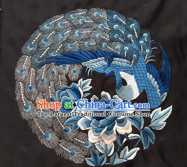 Chinese Traditional Embroidery Craft Embroidered Phoenix Peony Silk Patches Handmade Embroidering Accessories