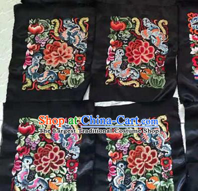 Chinese Traditional Handmade Embroidery Craft Embroidered Peony Butterfly Silk Patches Embroidering Accessories