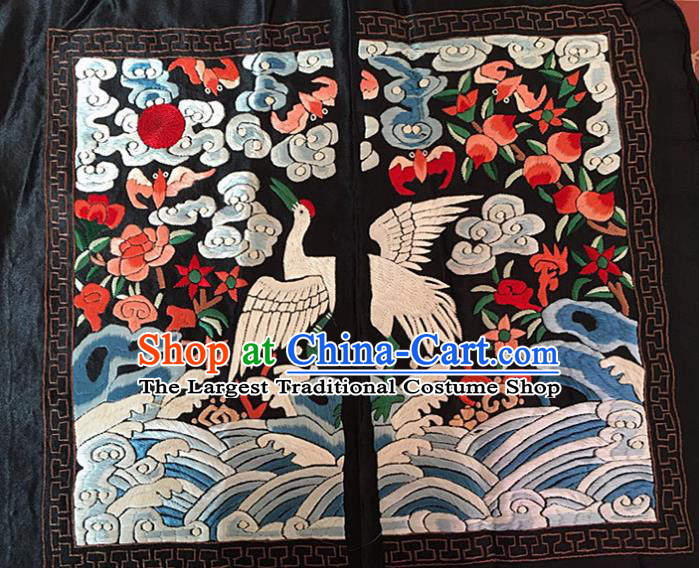 Chinese Traditional Handmade Embroidery Craft Embroidered Crane Silk Patches Embroidering Accessories