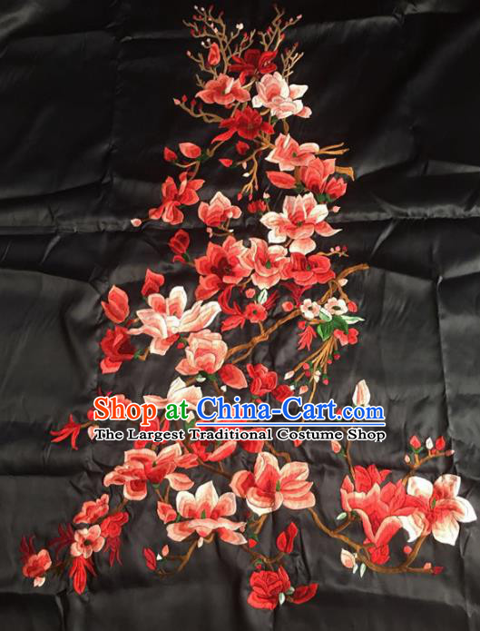 Chinese Traditional Handmade Embroidery Craft Embroidered Magnolia Patches Embroidering Silk Piece
