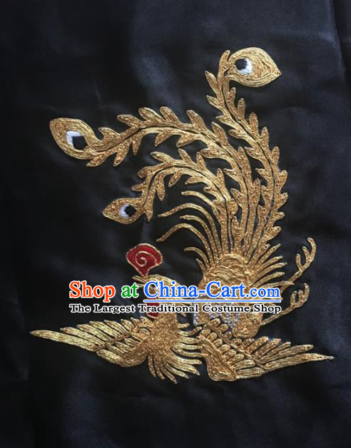 Chinese Traditional Handmade Embroidery Craft Embroidered Phoenix Cloth Patches Embroidering Silk Piece