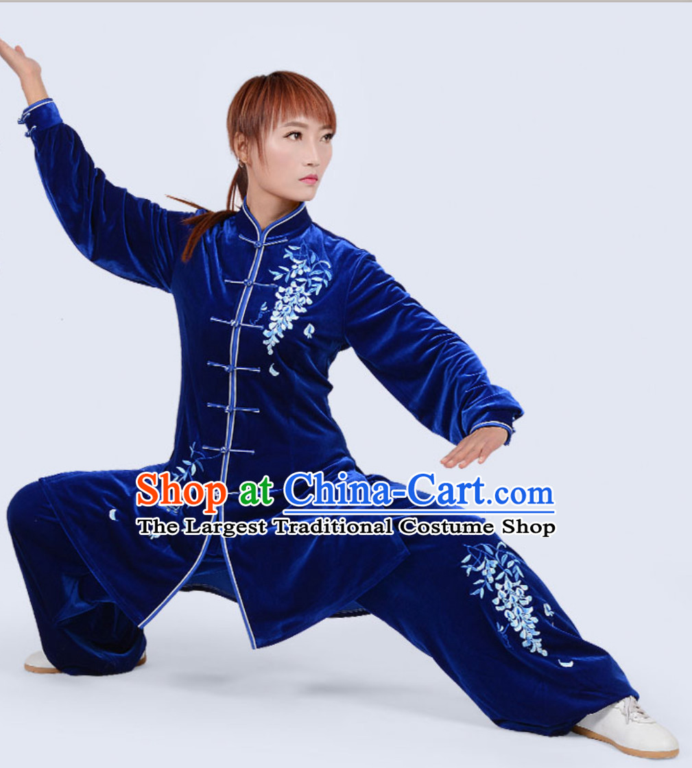 Top Winter Wear Asian Embroidered Tai Chi Clothing Martial Arts Dresses Complete Set for Women
