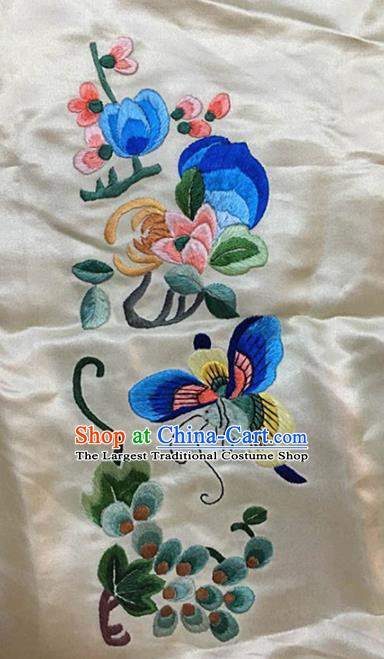 Asian Chinese Traditional Embroidered Chrysanthemum Butterfly Silk Patches Handmade Embroidery Craft