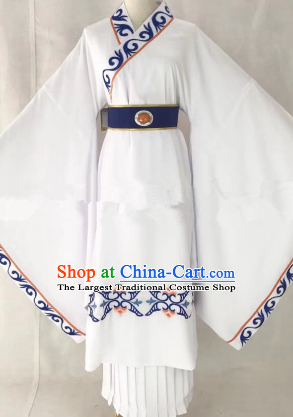 Professional Chinese Traditional Beijing Opera White Clothing Ancient Scholar Costume for Men