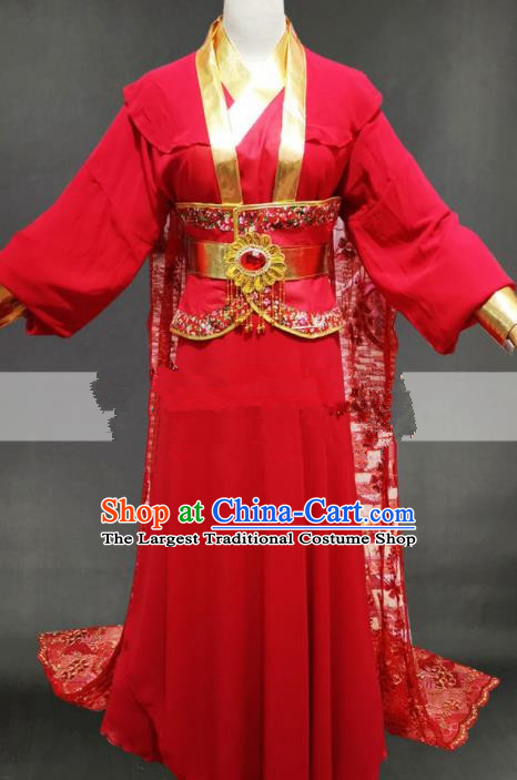 Professional Chinese Traditional Beijing Opera Diva Red Dress Ancient Female Swordsman Costume for Women
