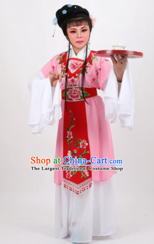 Chinese Traditional Peking Opera Diva Kou Zhu Pink Dress Ancient Court Maid Costume for Women