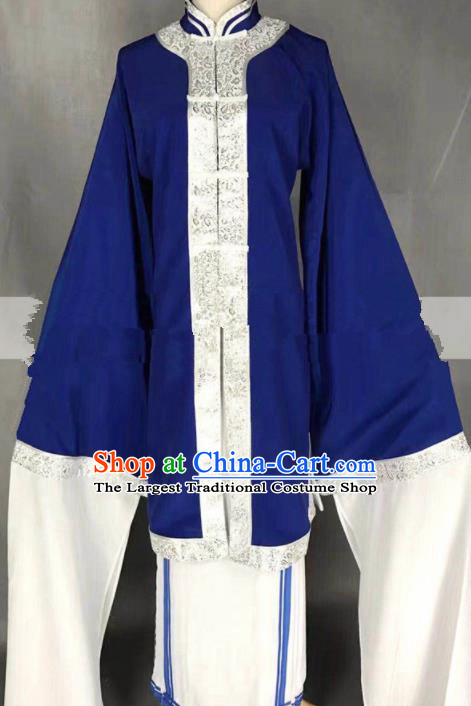Chinese Traditional Peking Opera Diva Qin Xianglian Blue Dress Ancient Country Lady Costume for Women