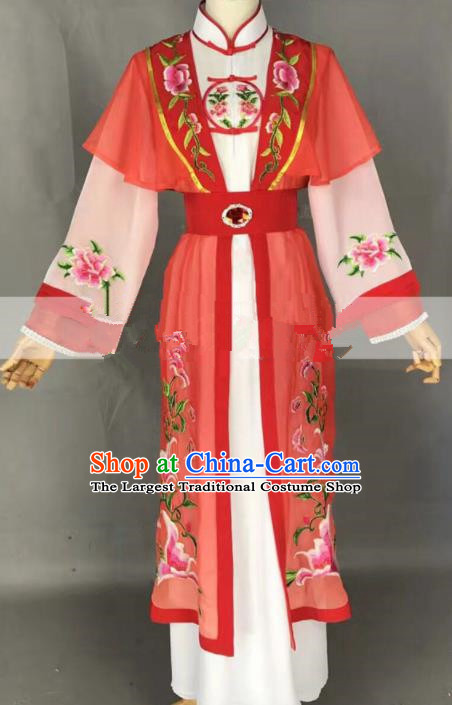 Chinese Traditional Peking Opera Diva Tan Chun Red Dress Ancient Court Lady Costume for Women