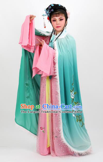 Professional Chinese Traditional Beijing Opera Green Cape Ancient Princess Costume for Women