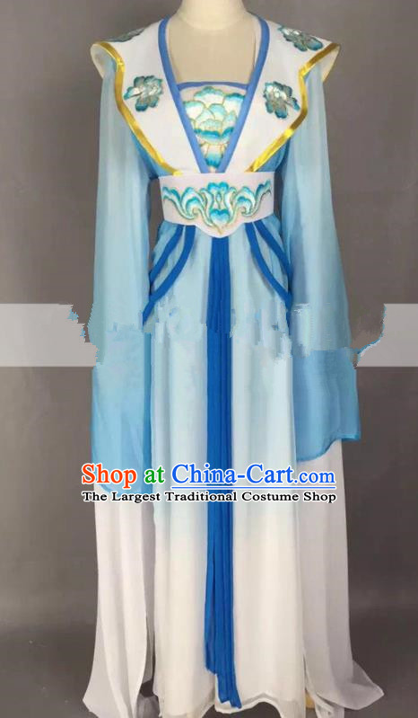 Chinese Traditional Peking Opera Actress Court Maid Blue Dress Ancient Rich Lady Costume for Women