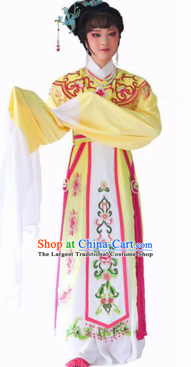 Chinese Traditional Peking Opera Princess Yellow Dress Ancient Imperial Consort Costume for Women