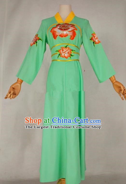 Chinese Traditional Peking Opera Young Lady Light Green Dress Ancient Servant Girl Costume for Women