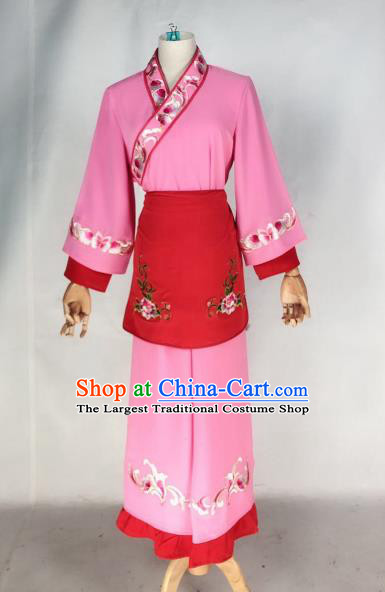 Chinese Traditional Peking Opera Maidservant Pink Dress Ancient Servant Girl Costume for Women