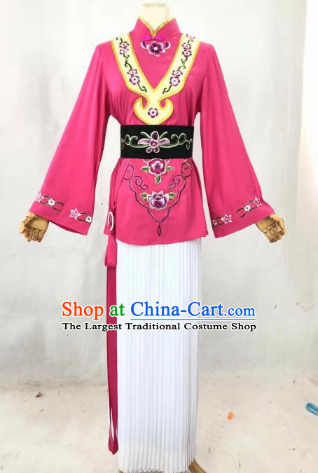 Chinese Traditional Peking Opera Actress Maidservant Rosy Dress Ancient Country Lady Costume for Women