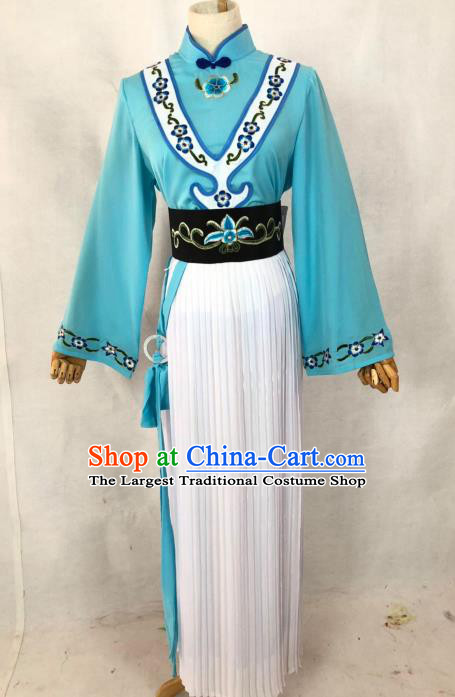 Chinese Traditional Peking Opera Servant Girl Green Dress Ancient Maidservant Costume for Women