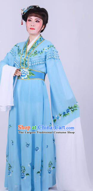 Chinese Traditional Peking Opera Actress Rich Lady Blue Dress Ancient Royal Princess Costume for Women