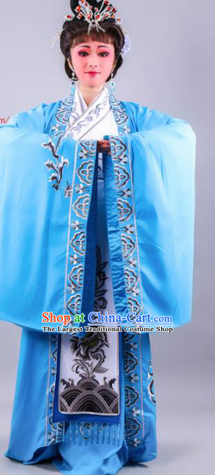 Chinese Traditional Peking Opera Royal Queen Blue Dress Ancient Empress Costume for Women