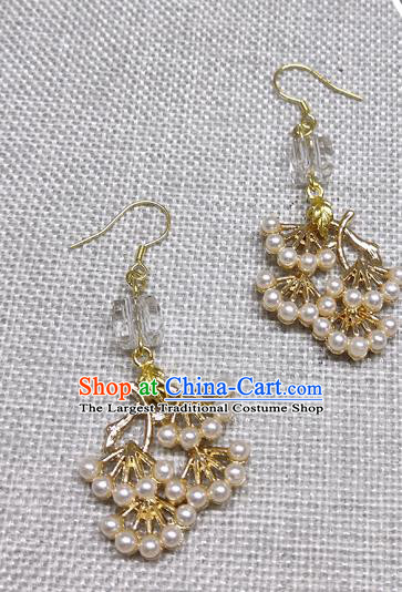 Chinese Traditional Hanfu Golden Pine Earrings Ancient Princess Ear Accessories for Women