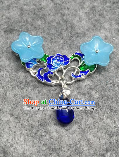 Chinese Traditional Hanfu Accessories Blueing Brooch Ancient Qing Dynasty Queen Breastpin for Women