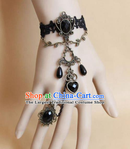 Top Grade Handmade Halloween Cosplay Gothic Bangle Fancy Ball Black Bracelet Accessories for Women