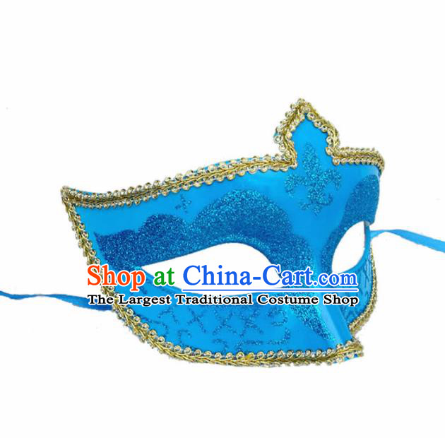 Handmade Halloween Cosplay Venice Carnival Blue Mask Fancy Ball Stage Show Face Masks Accessories for Women