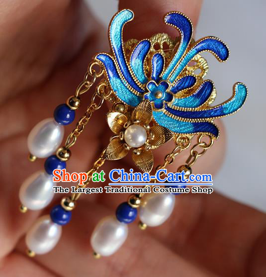 Chinese Qing Dynasty Cloisonne Chrysanthemum Brooch Pendant Traditional Hanfu Ancient Imperial Consort Accessories for Women