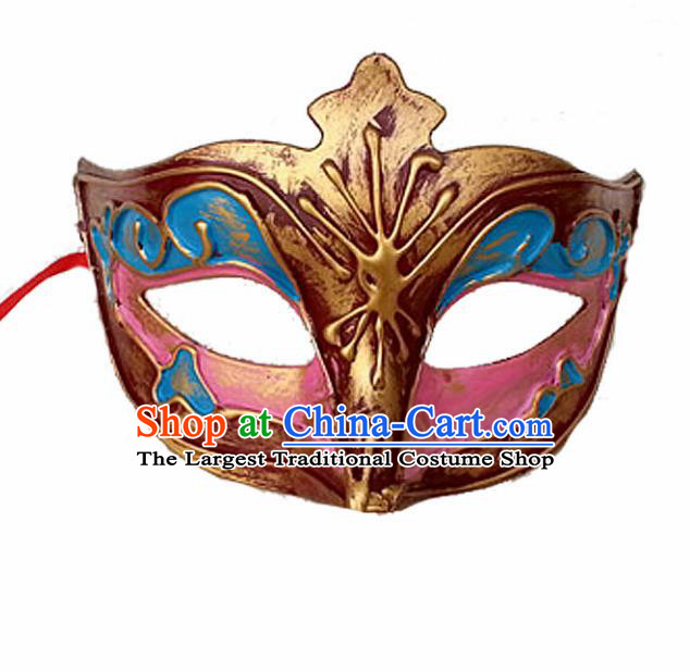 Handmade Venice Carnival Pink Fox Mask Halloween Cosplay Fancy Ball Face Masks Accessories for Men