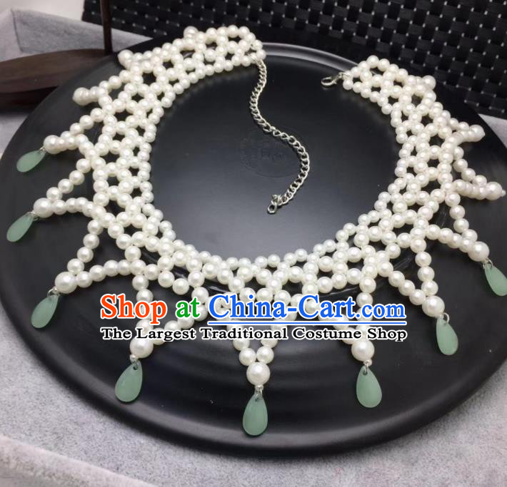 Chinese Traditional Hanfu Jewelry Accessories Ancient Tang Dynasty Princess Pearls Necklace for Women