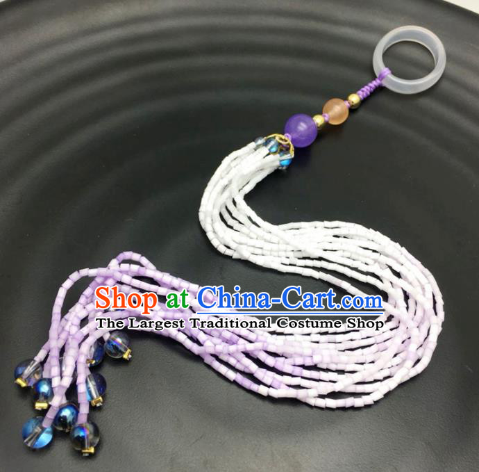Chinese Traditional Hanfu Court Purple Tassel Breastpin Accessories Ancient Qing Dynasty Imperial Consort Brooch Pendant for Women