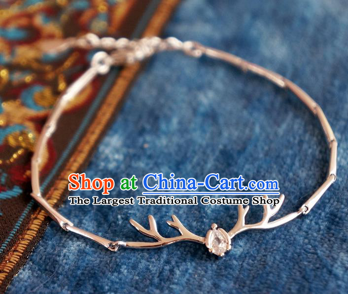 Chinese Traditional Hanfu Jewelry Accessories Crystal Antler Bracelet Ancient Qing Dynasty Princess Bangle for Women