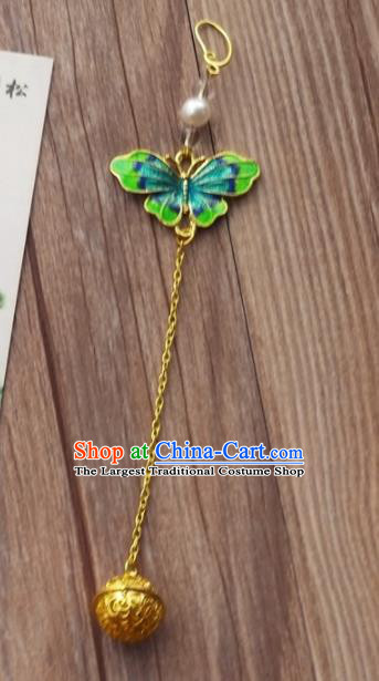 Chinese Traditional Hanfu Green Butterfly Brooch Pendant Ancient Cheongsam Breastpin Accessories for Women