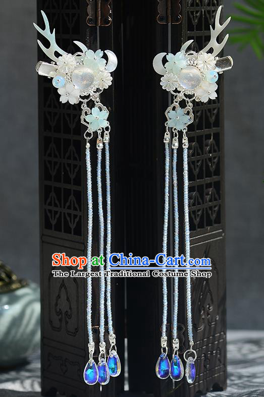 Chinese Ancient Ming Dynasty Palace Princess Shell Hair Claws Hairpins Traditional Hanfu Court Hair Accessories for Women