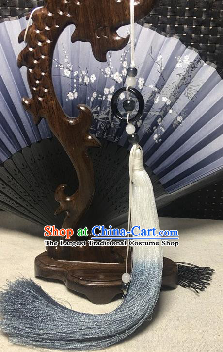 Traditional Chinese Hanfu Jade Waist Accessories Ancient Swordsman Blue Tassel Pendant