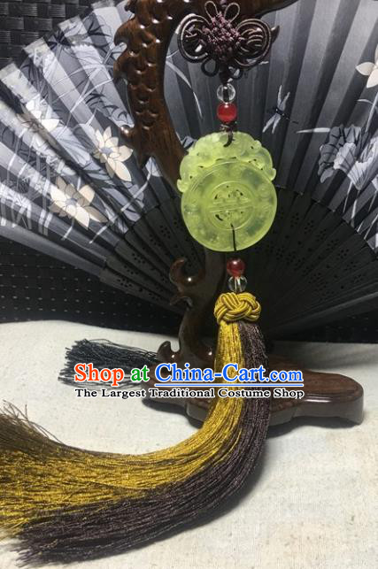 Traditional Chinese Hanfu Jade Carving Dragon Waist Accessories Palace Tassel Pendant Ancient Swordsman Brooch