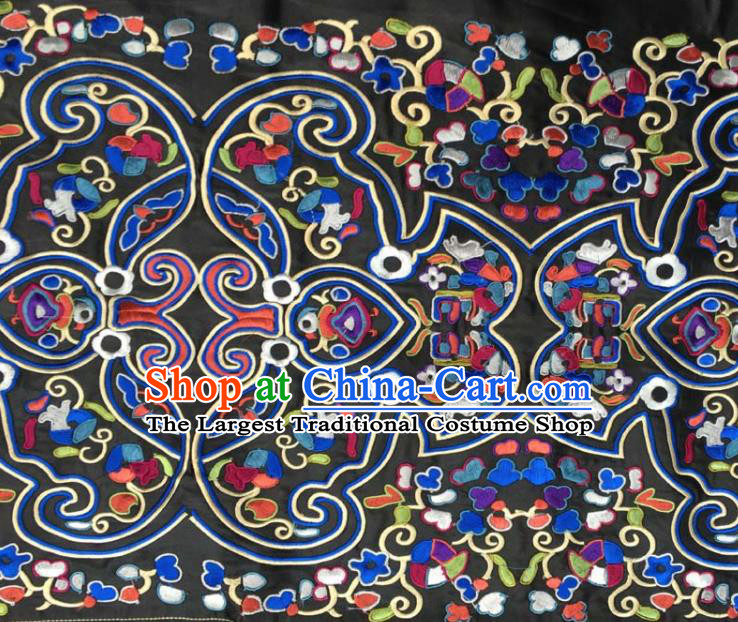 Chinese Traditional National Embroidered Black Dress Patch Embroidery Cloth Accessories