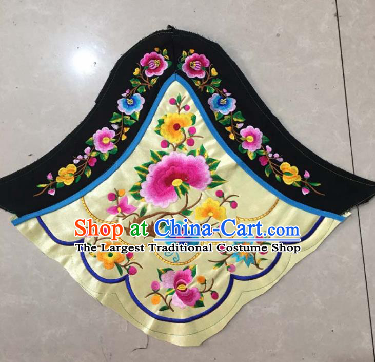 Chinese Traditional Embroidered Peony Yellow Stomachers Applique National Dress Patch Embroidery Cloth Accessories