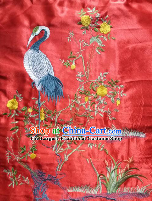 Chinese Traditional Embroidered Orchid Crane Red Applique National Dress Patch Embroidery Cloth Accessories