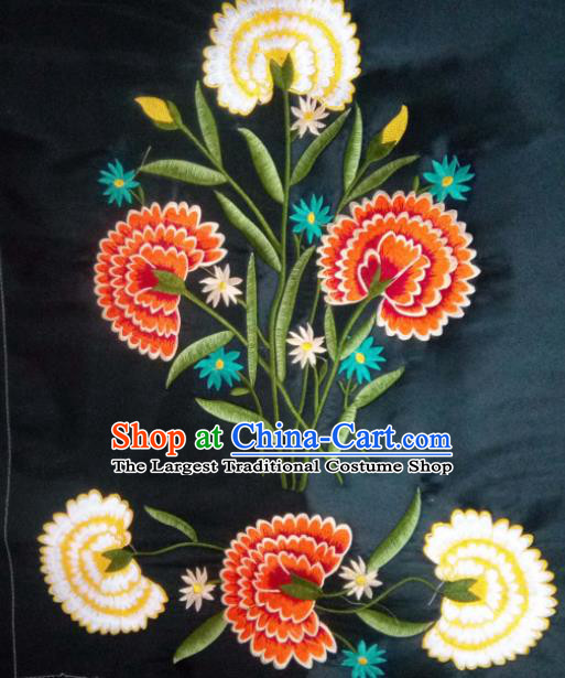 Chinese Traditional Embroidered Flower Black Applique National Dress Patch Embroidery Cloth Accessories
