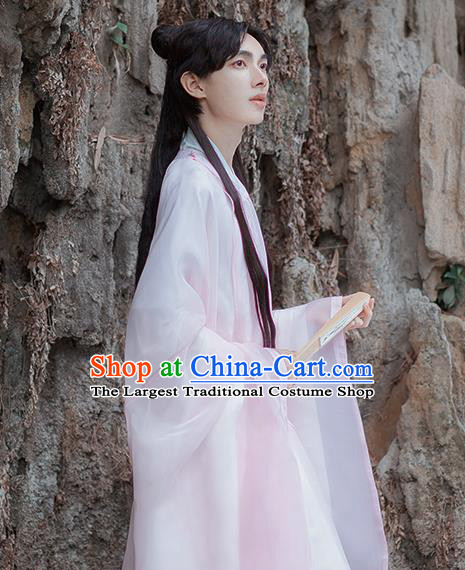 Traditional Chinese Ming Dynasty Nobility Childe Pink Robe Ancient Scholar Historical Costumes for Men