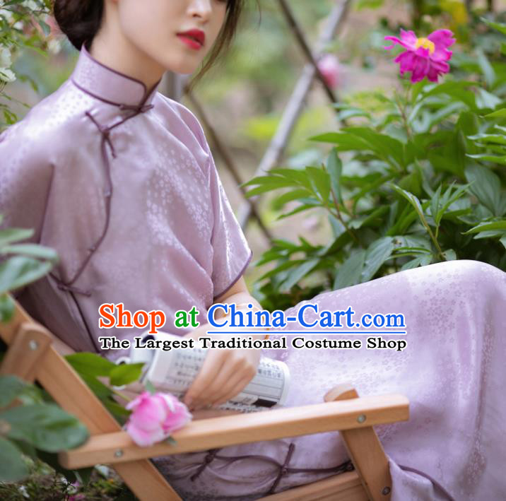 Traditional Chinese Late Qing Dynasty Pink Silk Qipao Dress National Tang Suit Cheongsam Costume for Women
