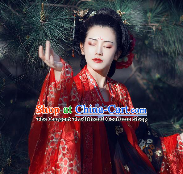 Traditional Chinese Tang Dynasty Wedding Red Hanfu Dress Ancient Court Princess Historical Costumes for Women