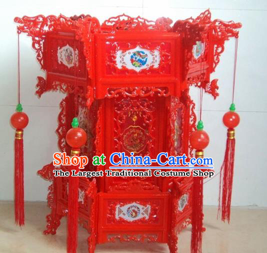 Chinese Traditional Handmade Red Plastic Palace Lantern Asian New Year Lantern Ancient Lamp