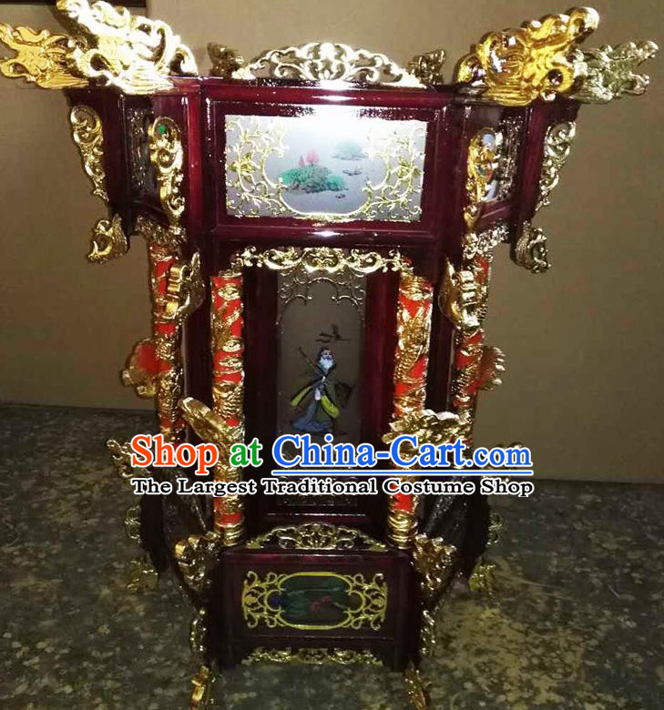 Chinese Traditional Handmade Wood Carving Palace Lantern Asian New Year Lantern Ancient Ceiling Lamp